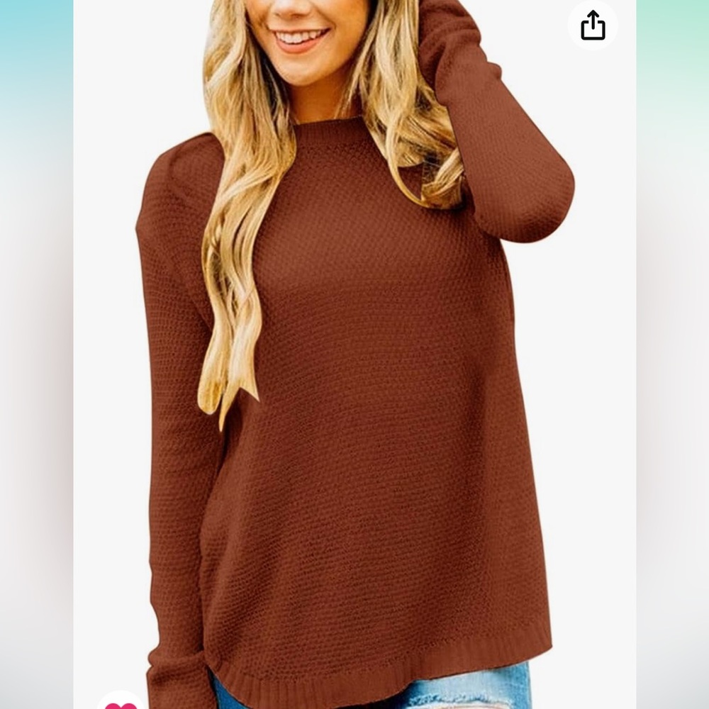 Oversized Crew Neck Knit Sweater Size M